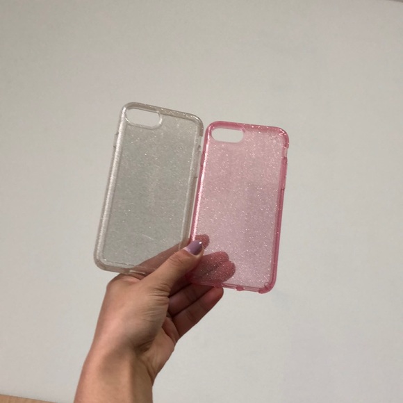 Clear and pink glitter Apple iPhone 8 case - Picture 4 of 4